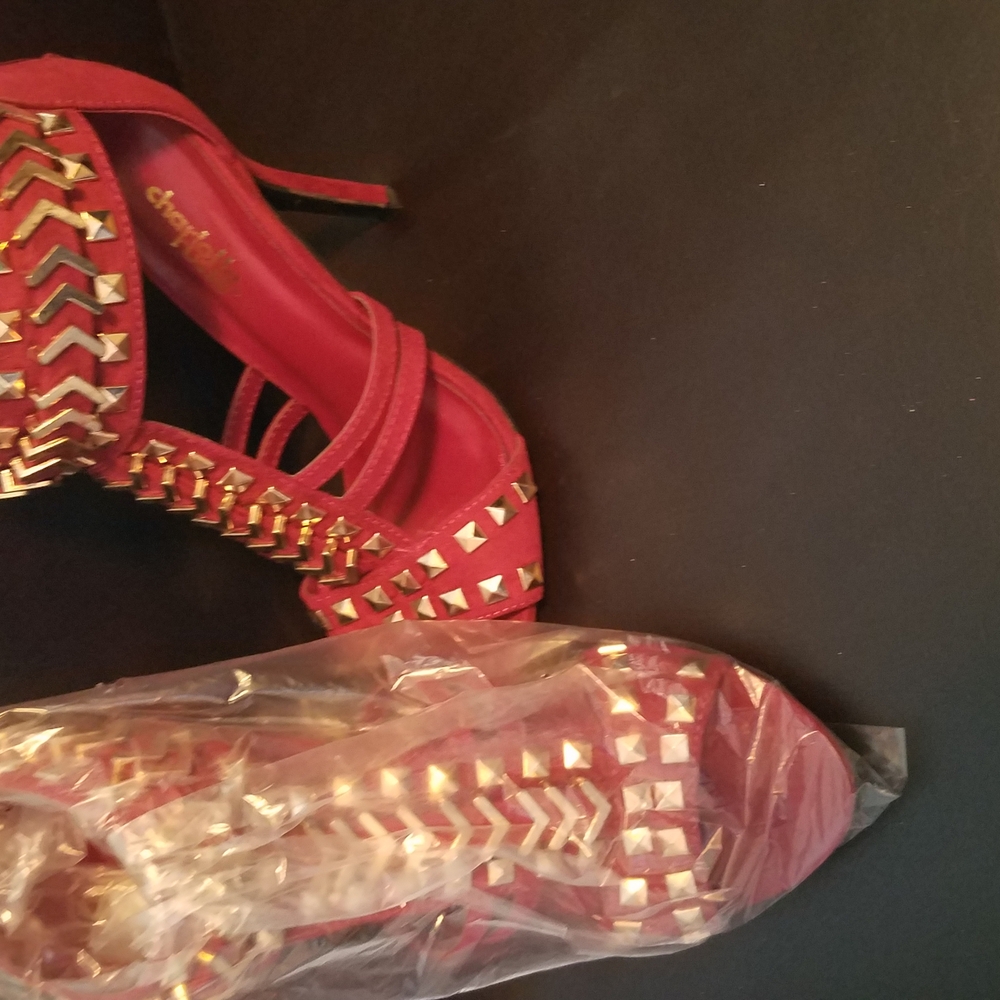 Red Studded Women's Heels